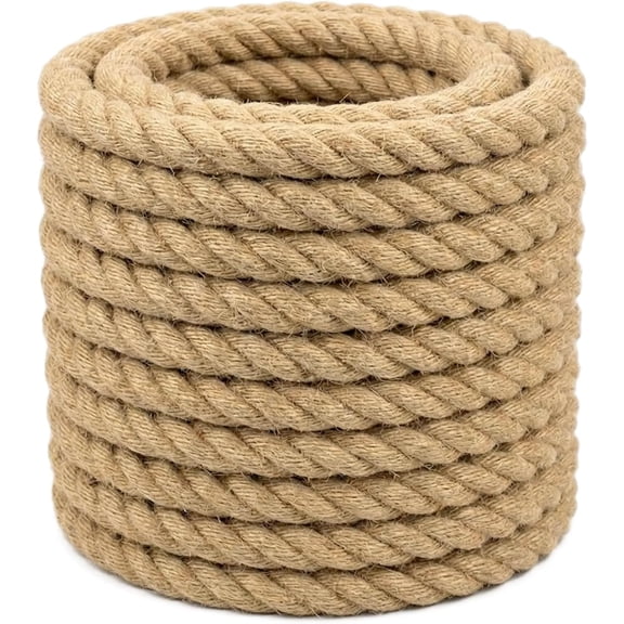 Natural Jute Rope (1 Inch x 200 Feet) Thick Hemp Rope Twisted Manila for DIY Crafts, Deck Railings, Porch Swing, Nautical Decorating