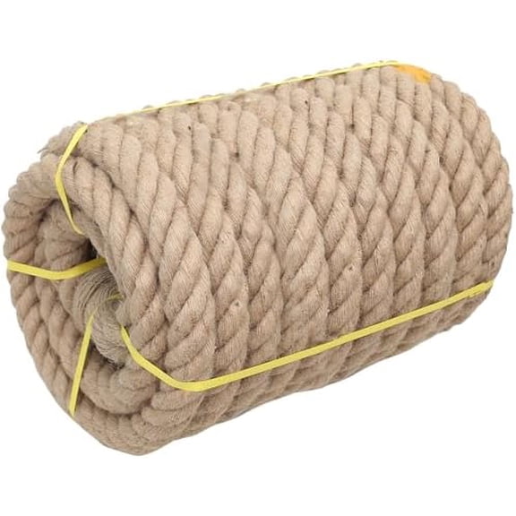 Natural Jute Rope, 2 Inch x 50Ft - Heavy Duty, Swing, Tug of War, Nautical & Hammock Rope