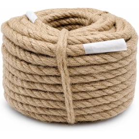 Natural Jute Rope – 5/16 Inch (8mm) x 50 FT, Thick Twist Rope for Porch Swing, Railing, Landscaping & Home Décor