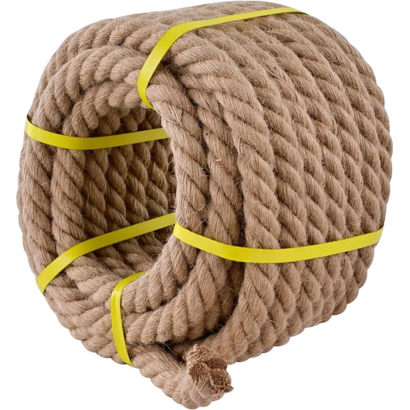 Natural Jute Rope, 5/8 Inch x 50Ft - Heavy Duty, Swing, Tug of War, Nautical & Hammock Rope