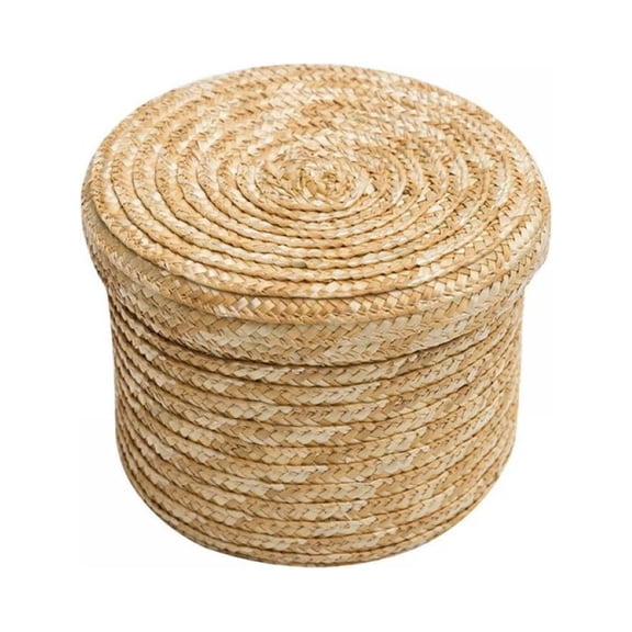 Natural Jute Rope Storage Baskets with Lids for Nursery Closet Organization