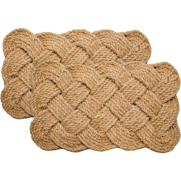 Natural Jute Rope Woven Doormat Set of 2-18x30-100% All Natural Fibers - Eco-Friendly - Classic Interwoven Rope Design