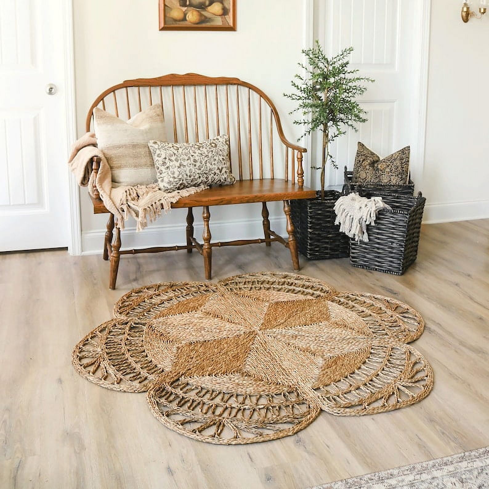 Jute Braided Round Rug Natural Fiber Rug Handmade Rug Round 