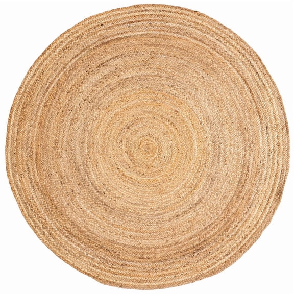 Farmhouse Round Jute Rug, Rustic Boho Handmade Braided Carpet, Natural, 3 FT