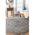 thumbnail image 1 of Natural Jute Rug with Blue Denim Cotton – Handwoven, Eco-Friendly, Stylish Area Rug for Rustic or Modern Décor Size - 6 x 6 Feet Round (180 cm x 180 cm), 1 of 4