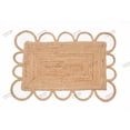 thumbnail image 1 of Natural Jute Rug Hand Braided Beige and White Color Scalloped Area Rug Rectangle Rug, 1 of 5