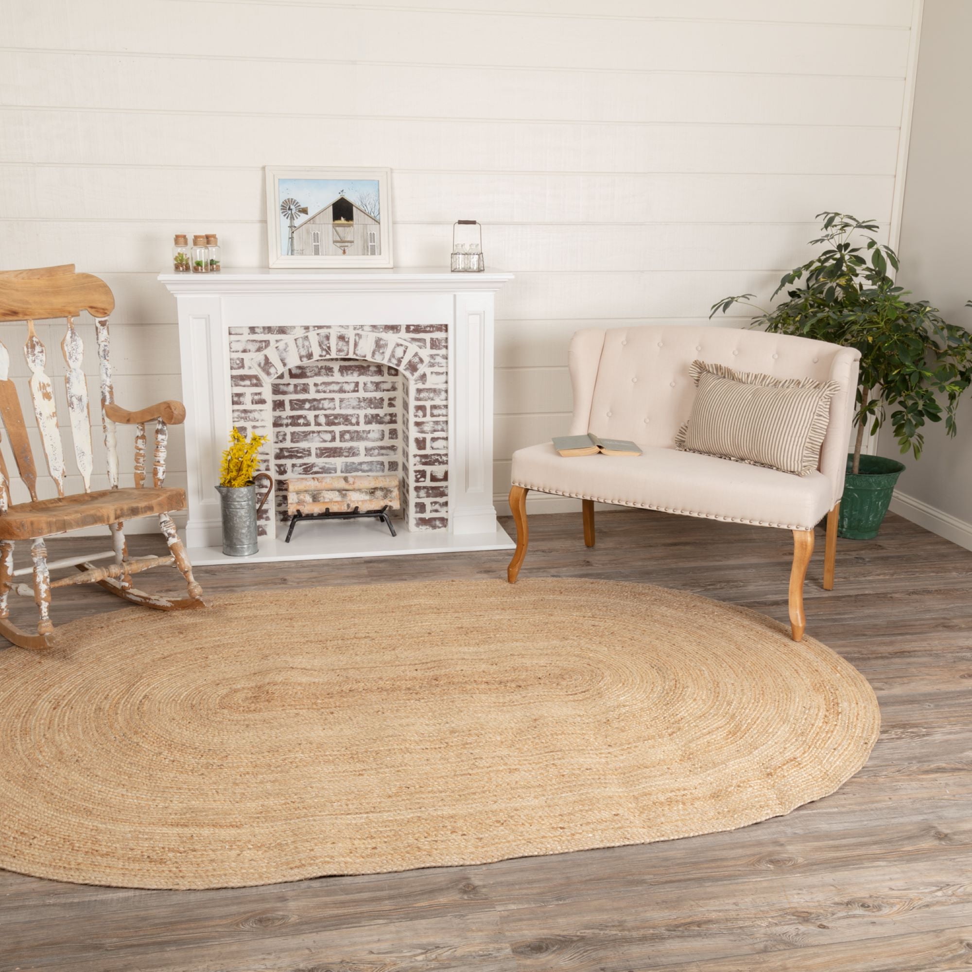 72x108 Rug VHC Brands Natural Jute Farmhouse 72x108 Area Rug Tan Cotton Solid ...