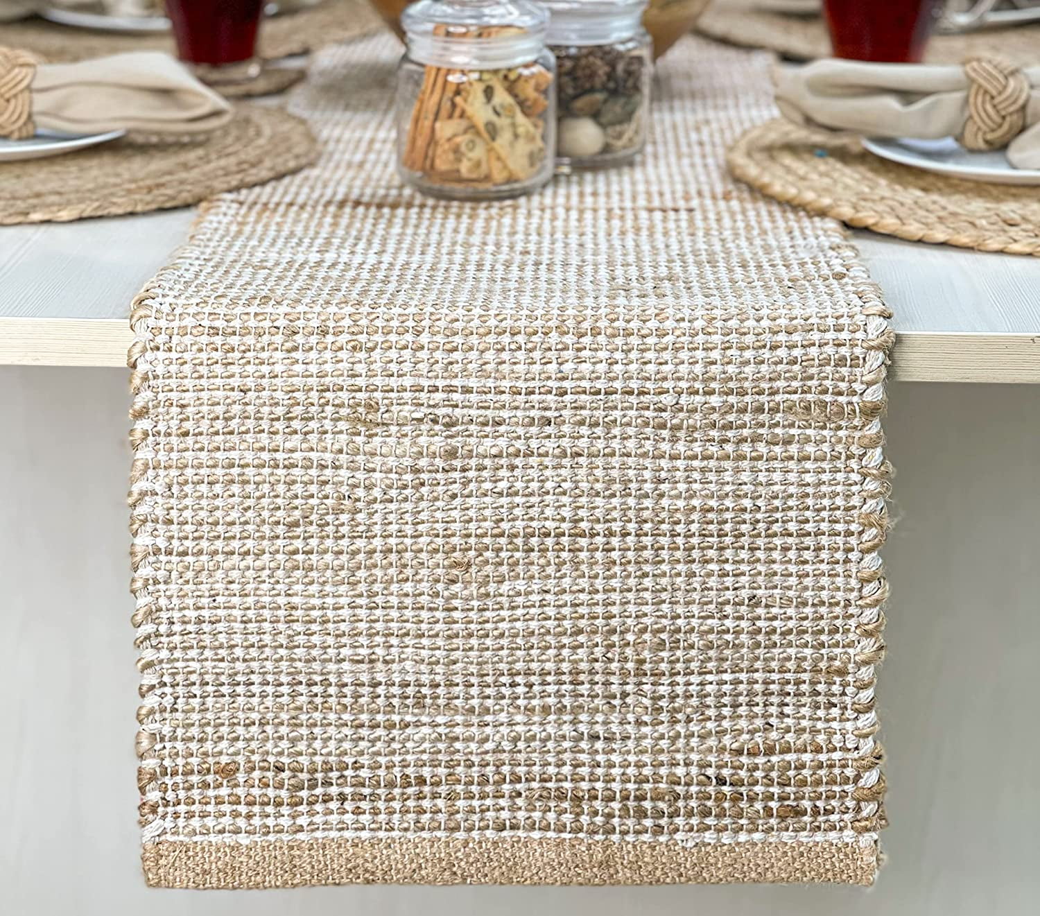 Rustic Modern Table Runner Natural Jute Table Runner 13x72 Inch – Vintage Boho Rustic Table Decor ...