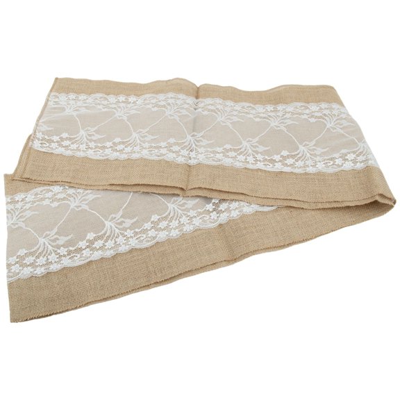 Natural Jute Table Runner With Lace Rustic Festival Party Wedding Decor 30*275Cm 30Cmx275Cm YIWEI