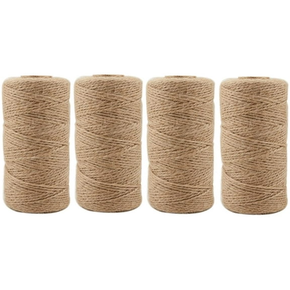 Natural Jute Twine, 3 Ply 2mm Arts and Crafts Jute Rope Heavy Duty Packing String for Gifts, DIY Crafts, Bundling, Decoration, Gardening and Recycling (2MM 328FT 2PCS)