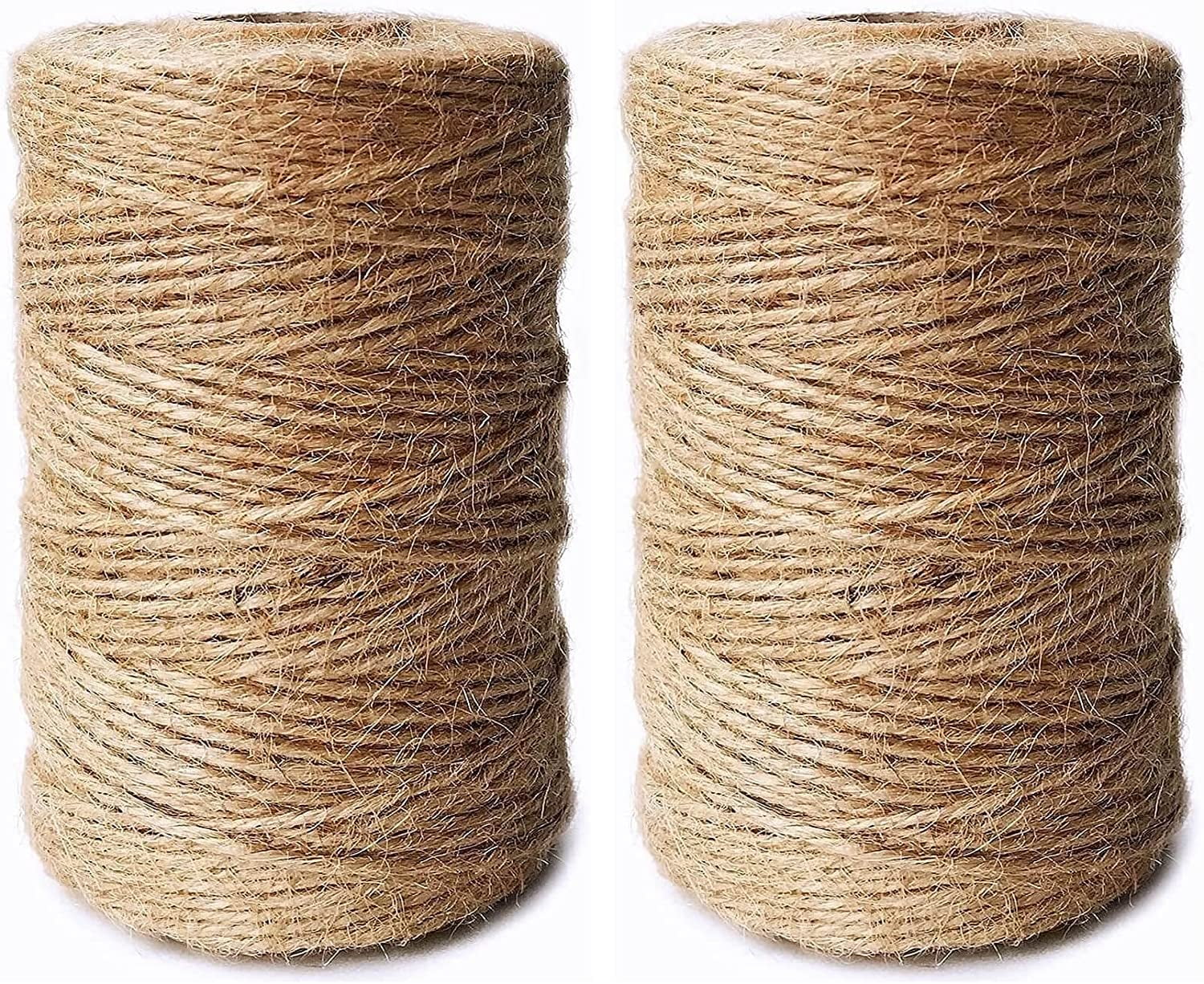 Natural Jute Twine, 3 Ply 2mm Arts and Crafts Jute Rope Heavy Duty Packing  String for Gifts, DIY Crafts, Bundling, Decoration, Gardening and Recycling  (2MM 328FT 2PCS) 
