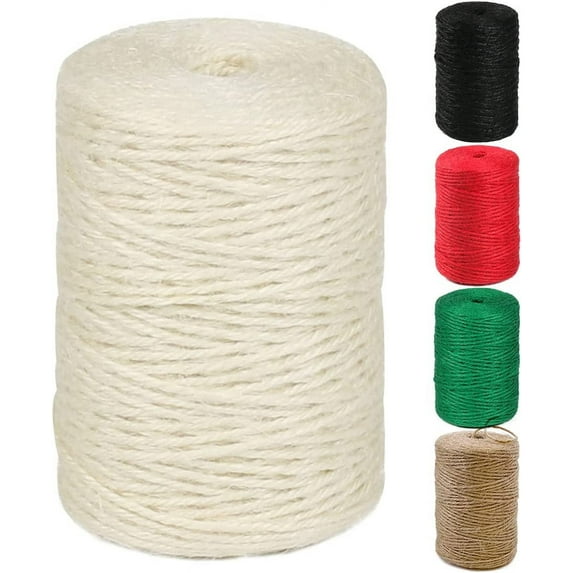 Natural Jute Twine 600 Feet Long Colored Twine Rope for Crafts Gift Wrapping Packing Gardening and Wedding Decor (Beige)