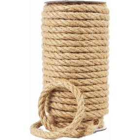 Natural Jute Twine, 8MM x 50FT Jute Rope Roll, Heavy Duty Thick Twine for Cat Scratching Post, Bundling, Gardening and DIY Crafts