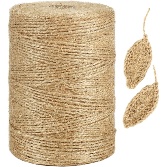 Natural Jute Twine, 984 Feet 2Ply 1mm Thin Brown Twine String for Crafts, Crocheting, Gift Wrapping, Gardening, Farmhouse Decor, Christmas Ornaments
