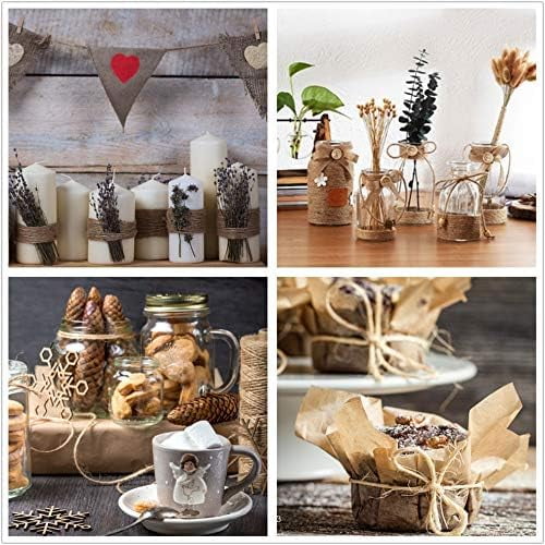 Natural Jute Twine, Arts and Crafts Jute Rope, Packing String for Gifts, DIY Crafts, Decoration, Bundling, Gardening and Recycling