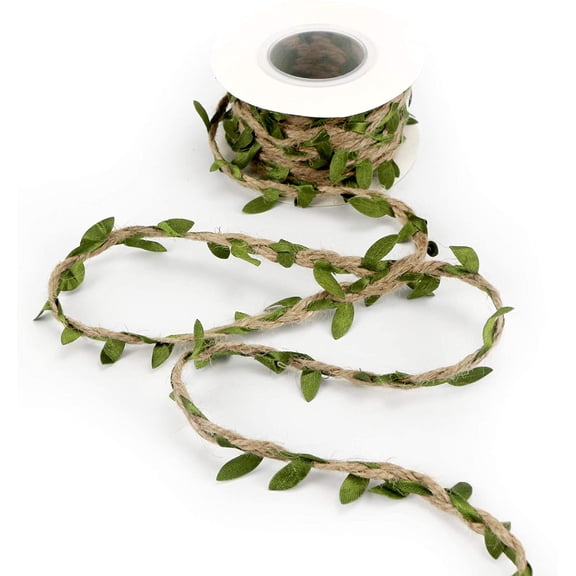 Natural Jute Twine Burlap String Leaf Twine with Twine Vine Green Leaves, 1" x 10 Yards, Perfect for Boho Baby Shower Party Jute Garland Wreath Decorative