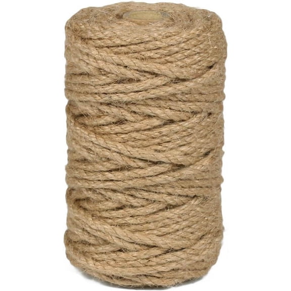 Natural Jute Twine Rope Twisted Heavy Duty Thick Twine for Craft Projects Garden Home Decoration Packing Bundling (Brown)