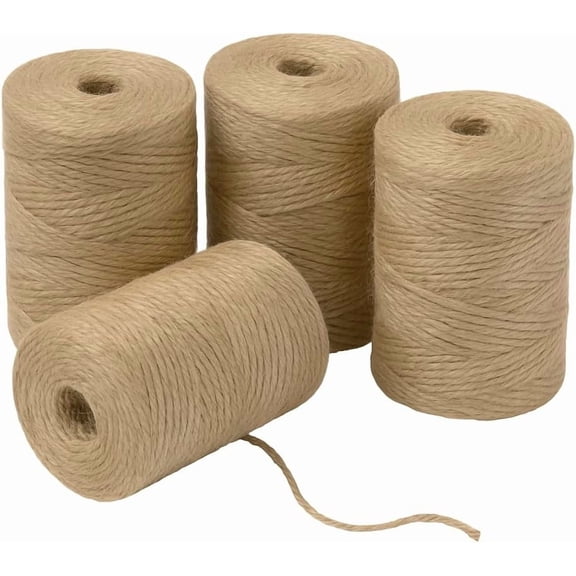 Natural Jute Twine String 3 Ply Brown Craft Hemp Rope Gardening Gift Wrapping 4 Pack