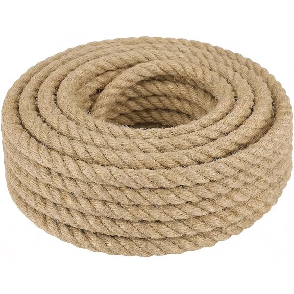 Natural Jute Twine, Thickened Coiled Rope, and Durable Three-Strand Rope, Twine String Suitable for Cat Scratch Boards, Binding, Gardening, DIY Crafts, Gift Wrapping, and Wedding Decorations.