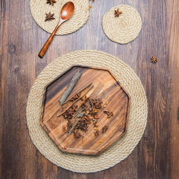 Natural Jute Weave Placemat Round Braided Rattan Tablemats