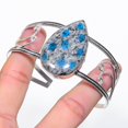 thumbnail image 1 of Natural K2 Blue Azurite Gemstone 925 Sterling Silver Cuff Bangle Adjustable, 1 of 1