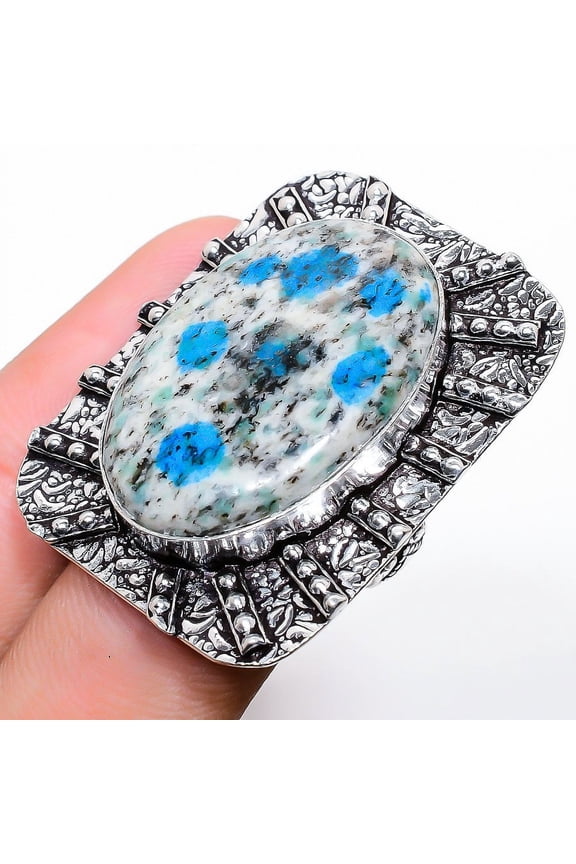 Natural K2 Blue Azurite Gemstone 925 Sterling Silver Gift Ring Size 6.5