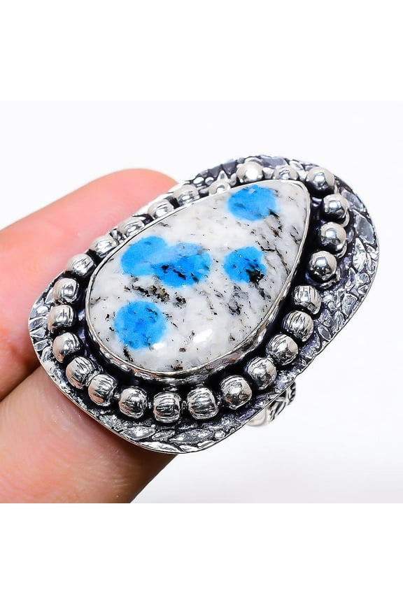 Natural K2 Blue Azurite Gemstone 925 Sterling Silver Gift Ring Size 8.5
