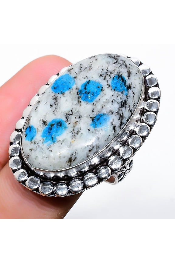 Natural K2 Blue Azurite Gemstone 925 Sterling Silver Gift Ring Size 8.5