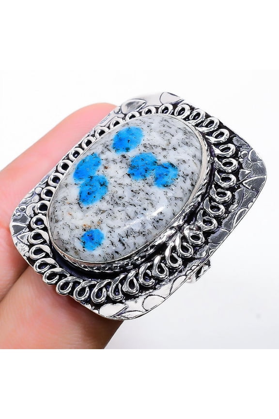 Natural K2 Blue Azurite Gemstone 925 Sterling Silver Gift Ring Size 9.5