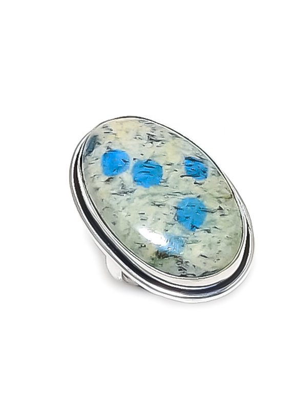 Natural K2 Blue Azurite Gemstone 925 Sterling Silver Jewelry Ring Size 7