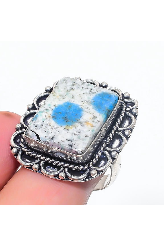 Natural K2 Blue Azurite Gemstone 925 Sterling Silver Jewelry Ring Size 8