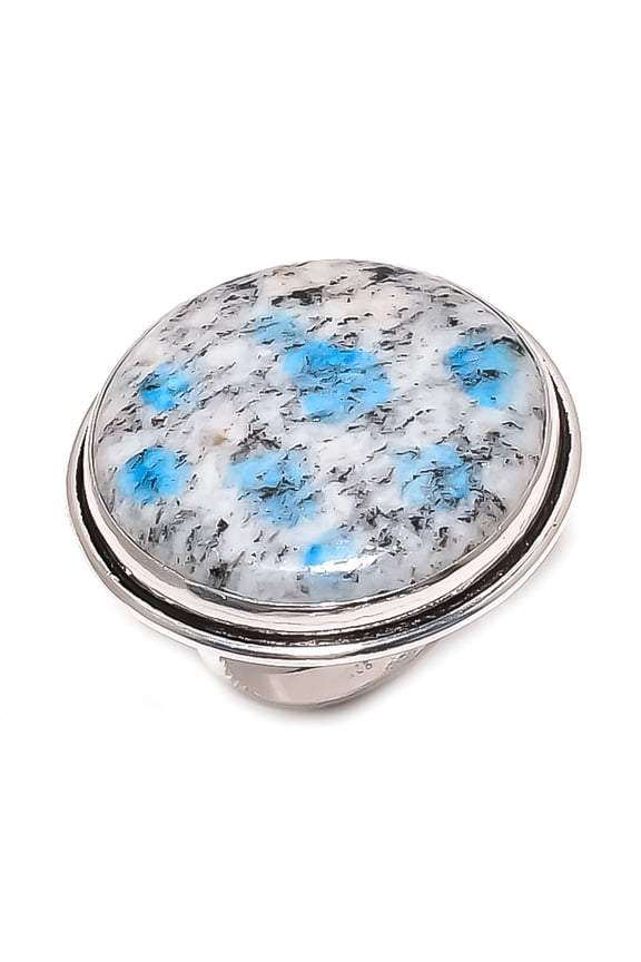 Natural K2 Blue Azurite Gemstone 925 Sterling Silver Jewelry Ring Size 9