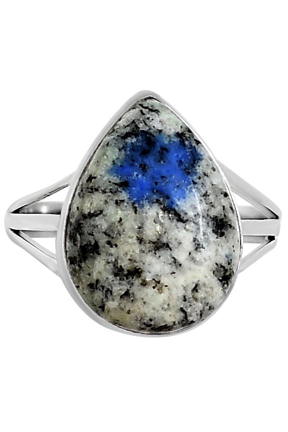 Natural K2 Blue Azurite In Quartz 925 Silver Plated Ring s.9 Jewelry WR99-10053