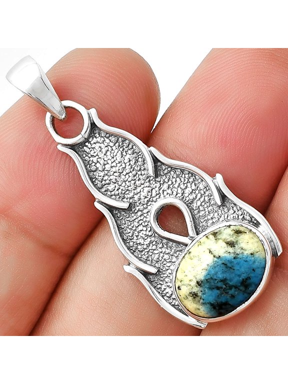 Natural K2 Blue - Azurite In Quartz 925 Sterling Silver Pendant Jewelry P-1400 SDP127286