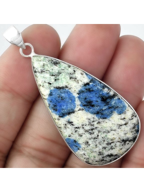 Natural K2 Blue - Azurite In Quartz 925 Sterling Silver Pendant Jewelry SDP100548