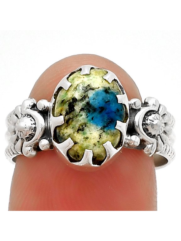 Natural K2 Blue - Azurite In Quartz 925 Sterling Silver Ring s.8 Jewelry R-1210 SDR188281
