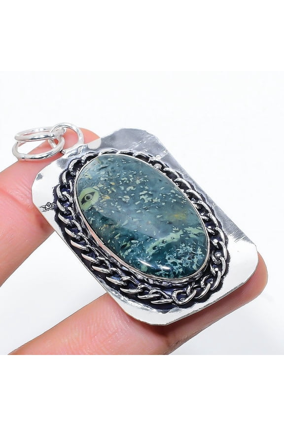 Natural Kambaba Jasper Gemstone 925 Sterling Silver Gift Pendant 2.52"
