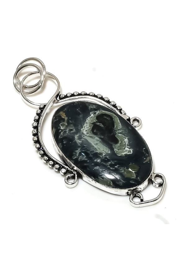 Natural Kambaba Jasper Gemstone 925 Sterling Silver Gift Pendant 2.80"