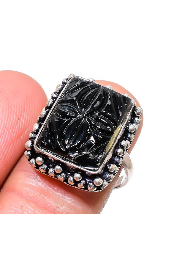 Natural Kambaba Jasper Gemstone 925 Sterling Silver Jewelry Ring Size 8