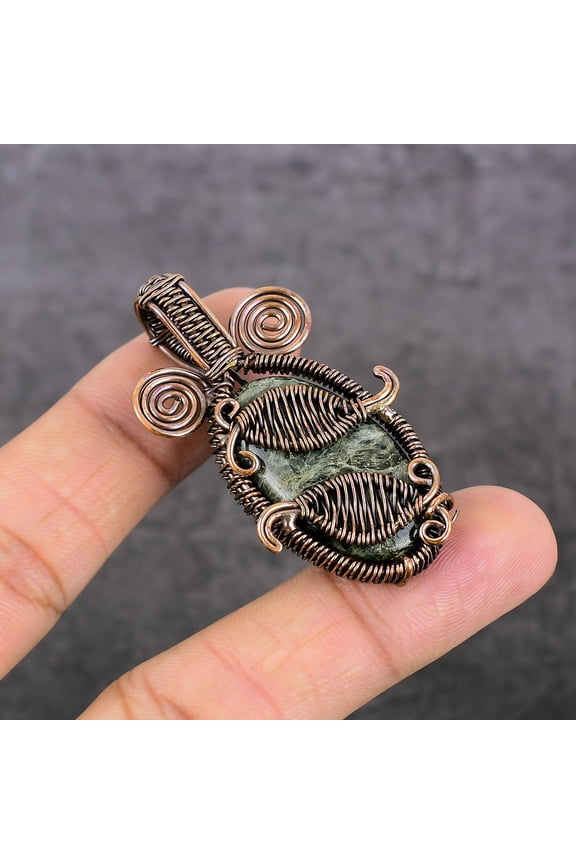 Natural Kambaba Jasper Gemstone Copper Wire Wrap Jewelry Pendant 2.09"