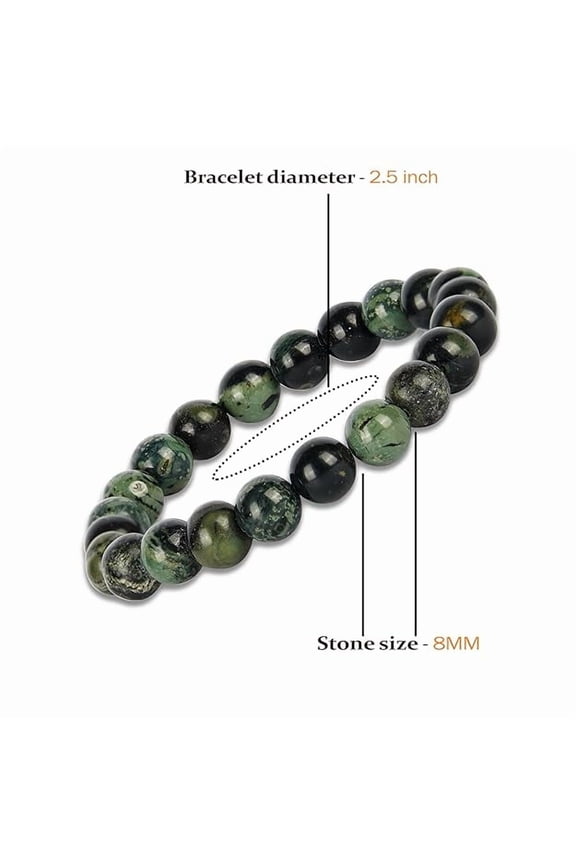 Natural Kambaba Jasper Stretchable Crystal Bracelet | Lab Certified 8mm Round Cut Beads | Unisex Healing Bracelet for Men & Women | Grounding, Emotional Healing & Boosts Confidence