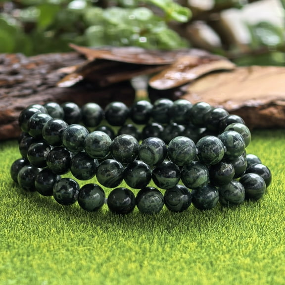 Natural Kangba jade Bracelet Handmade Healing Crystal Bracelet for Energy Balance, Reiki Chakra Stone, Stretch Bead Gift for Women Men