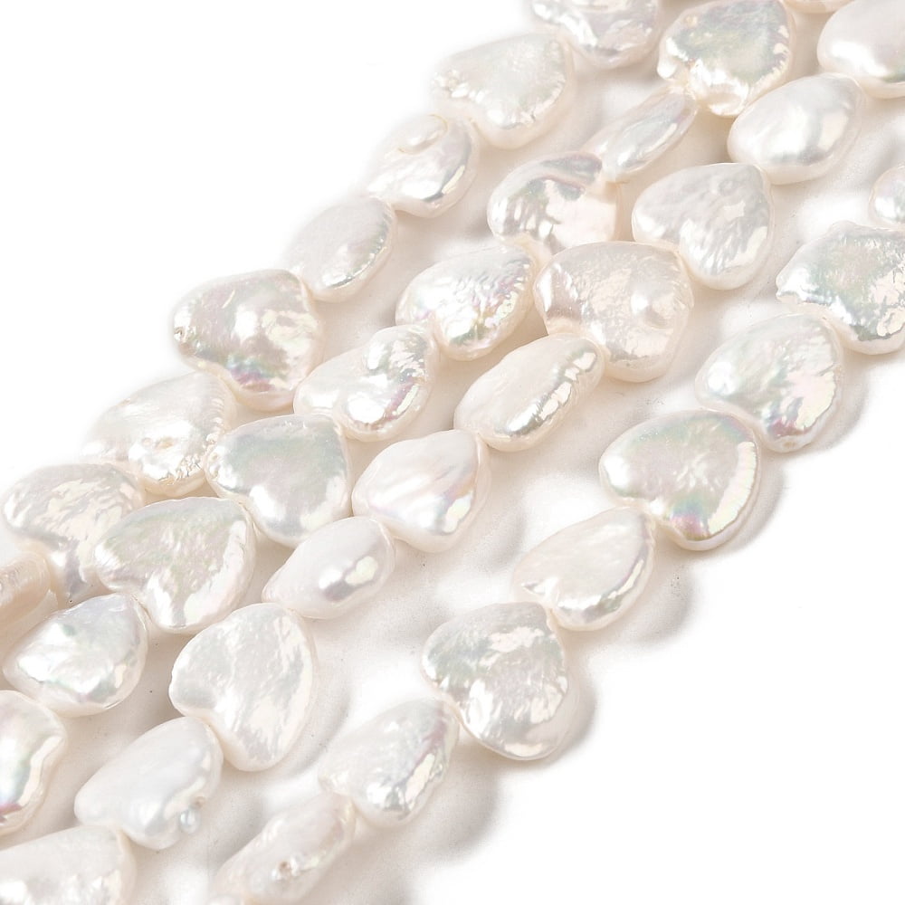 Natural Keshi Pearl Beads Strands Baroque Pearls Cultured Freshwater Pearl Heart Grade 5A PapayaWhip 12~15x11.5~13x4~6.5mm Hole: 0.5mm about 33~34pcs/strand 14.76~14.96 inch(37.5~38cm)