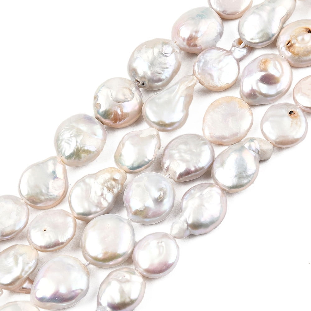 Natural Keshi Pearl Beads Strands Cultured Freshwater Pearl Flat Round Gainsboro 11~12.5x4~7mm Hole: 0.8mm about 30~33pcs/strand 15.28 inch~15.67 inch(38.8cm~39.8cm)