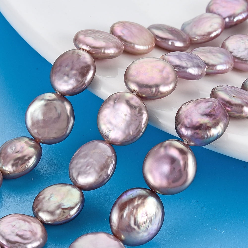 Natural Keshi Pearl Beads Strands Cultured Freshwater Pearl Flat Round Lavender 11~12x3~7mm Hole: 0.6mm 31~32pcs/strand 14.96 inch(38cm)