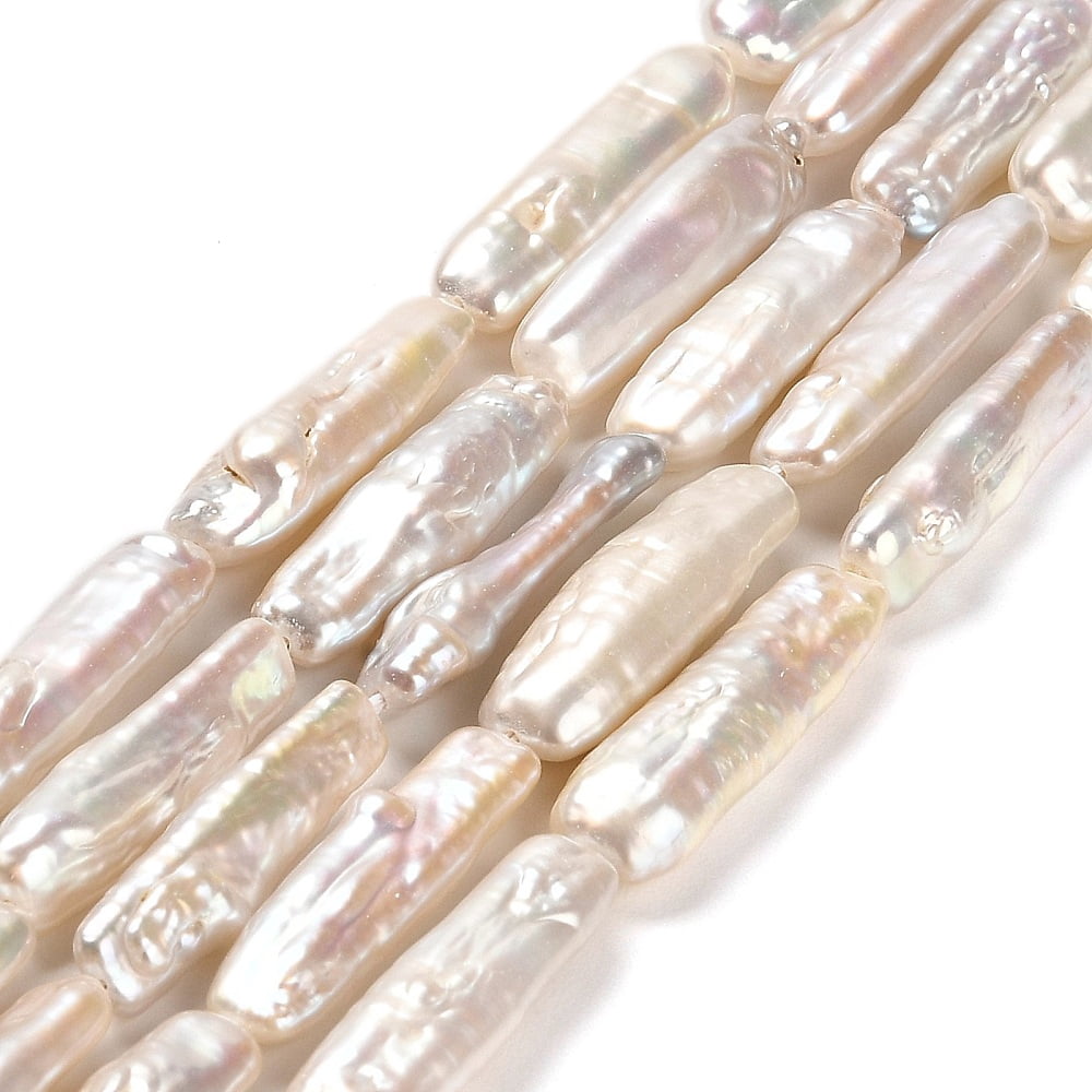 Natural Keshi Pearl Beads Strands Cultured Freshwater Pearl Oval Grade 8A Baroque Pearls Seashell color 5~24x5~8x3.5~5mm Hole: 0.8mm about 16~17pcs/strand 14.96~15.55 inch(38~39.5cm)