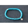 thumbnail image 1 of Natural Kingman Turquoise 4mm Rondelle Shape Smooth Cut Beads Stretchable Bracelet for Men & Women., 1 of 3