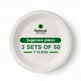 Natural Kitchen 150Pack AIF4 Sugarcane Small Paper Plates 7 PFAS