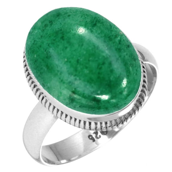 Natural Kiwi Quartz Ring 925 Sterling Silver Handmade Jewelry