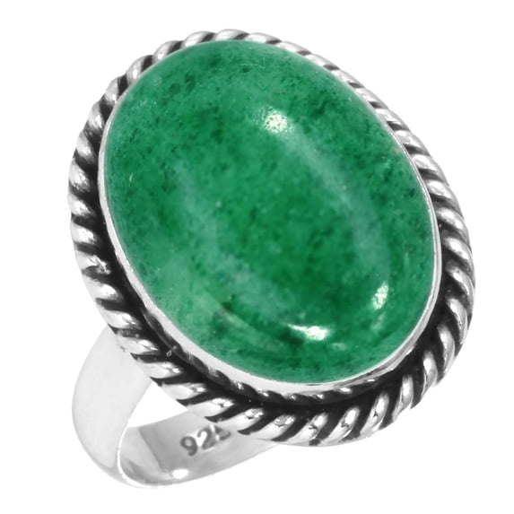 Natural Kiwi Quartz Ring 925 Sterling Silver Handmade Jewelry